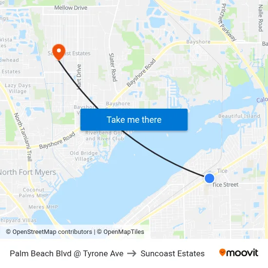 Palm Beach Blvd @ Tyrone Ave to Suncoast Estates map