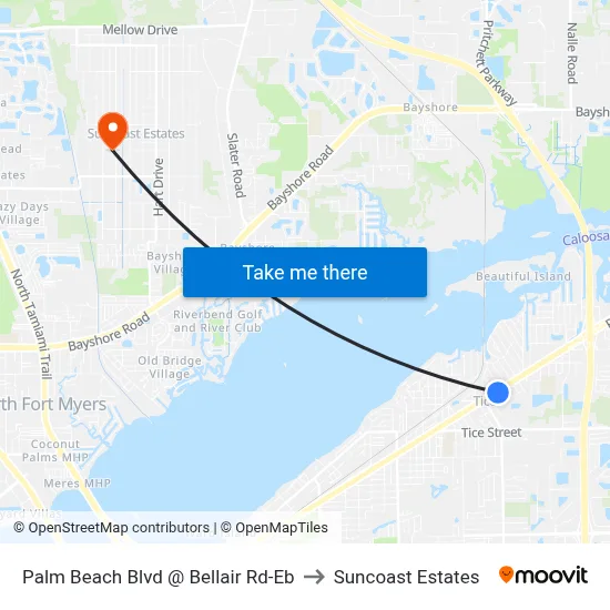 Palm Beach Blvd @ Bellair Rd-Eb to Suncoast Estates map