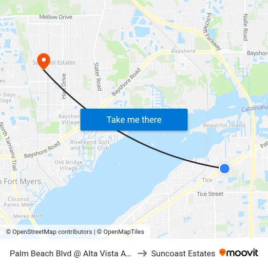 Palm Beach Blvd @ Alta Vista Ave to Suncoast Estates map