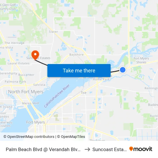 Palm Beach Blvd @ Verandah Blvd-Eb1 to Suncoast Estates map