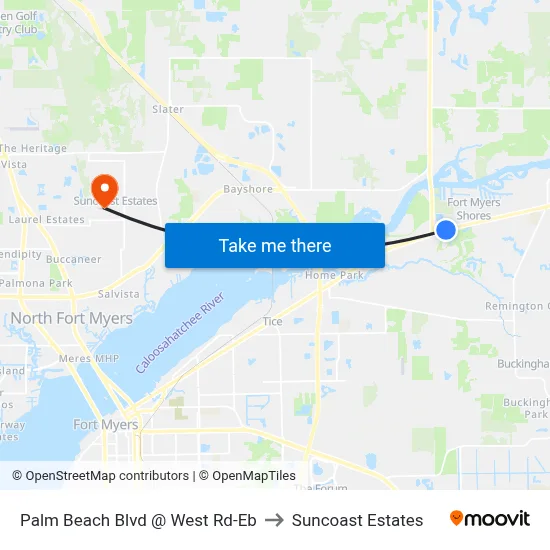 Palm Beach Blvd @ West Rd-Eb to Suncoast Estates map