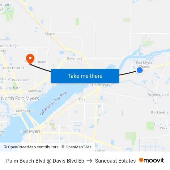 Palm Beach Blvd @ Davis Blvd-Eb to Suncoast Estates map