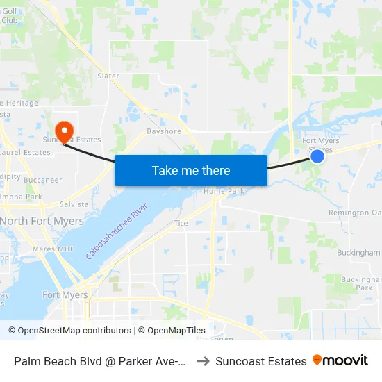 Palm Beach Blvd @ Parker Ave-Eb to Suncoast Estates map