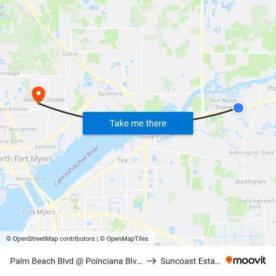 Palm Beach Blvd @ Poinciana Blvd-Eb to Suncoast Estates map