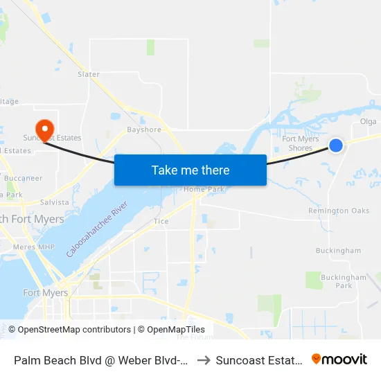 Palm Beach Blvd @ Weber Blvd-Eb to Suncoast Estates map