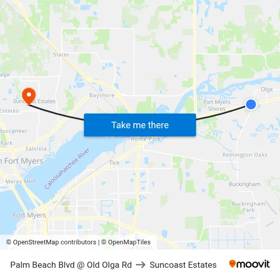Palm Beach Blvd @ Old Olga Rd to Suncoast Estates map
