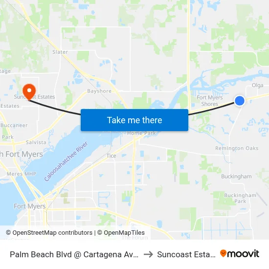 Palm Beach Blvd @ Cartagena Ave-Wb to Suncoast Estates map