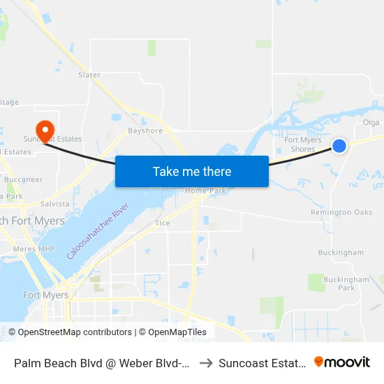 Palm Beach Blvd @ Weber Blvd-Wb to Suncoast Estates map