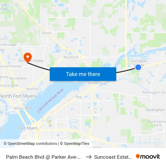 Palm Beach Blvd @ Parker Ave-Wb to Suncoast Estates map