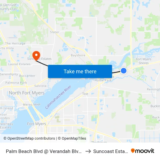 Palm Beach Blvd @ Verandah Blvd-Wb to Suncoast Estates map