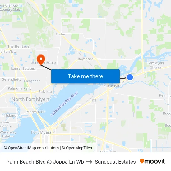 Palm Beach Blvd @ Joppa Ln-Wb to Suncoast Estates map