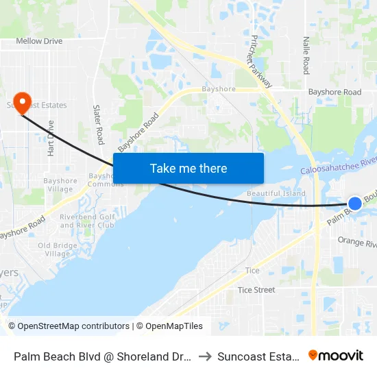 Palm Beach Blvd @ Shoreland Dr-Wb to Suncoast Estates map