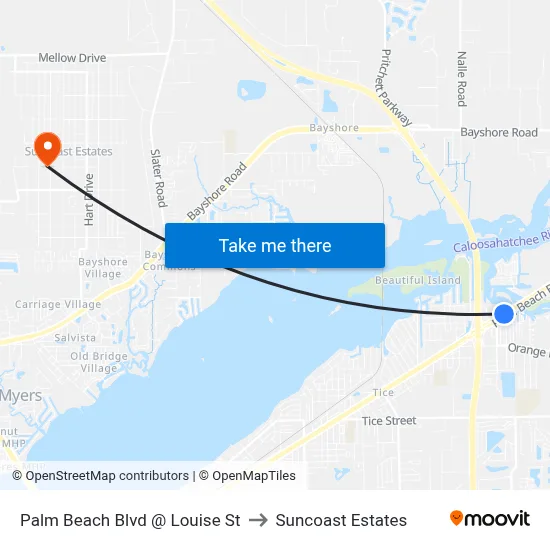 Palm Beach Blvd @ Louise St to Suncoast Estates map