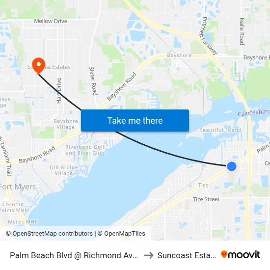 Palm Beach Blvd @ Richmond Ave-Wb to Suncoast Estates map