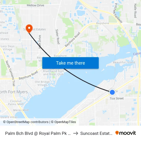 Palm Bch Blvd @ Royal Palm Pk Rd to Suncoast Estates map