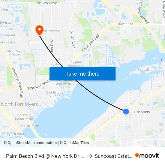 Palm Beach Blvd @ New York Dr-Wb to Suncoast Estates map
