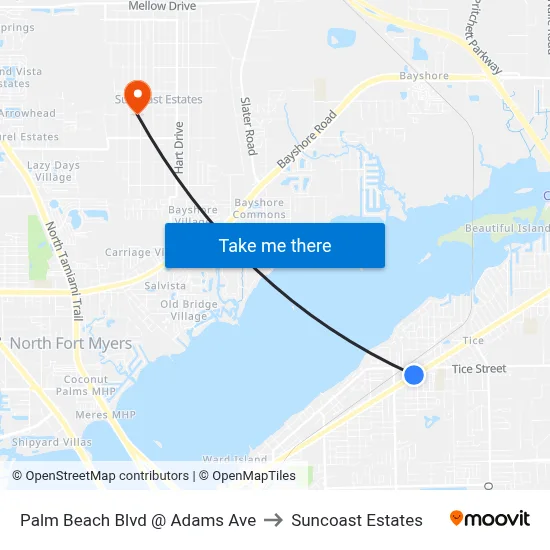 Palm Beach Blvd @ Adams Ave to Suncoast Estates map