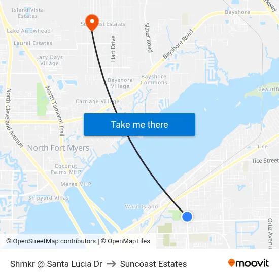 Shmkr @ Santa Lucia Dr to Suncoast Estates map