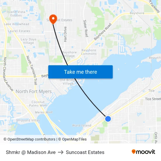 Shmkr @ Madison Ave to Suncoast Estates map