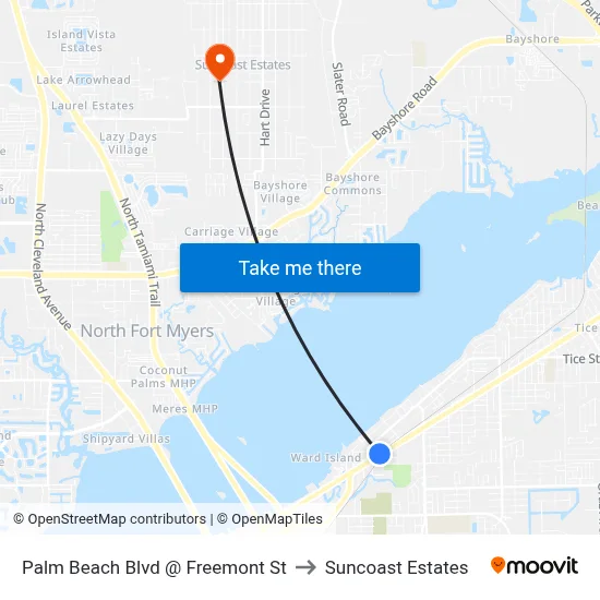 Palm Beach Blvd @ Freemont St to Suncoast Estates map