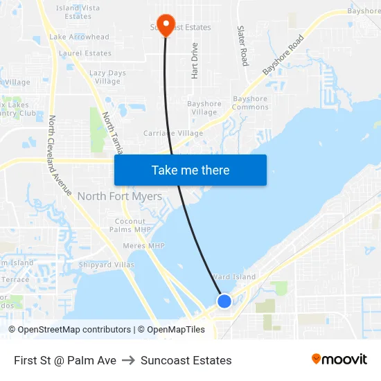 First St @ Palm Ave to Suncoast Estates map