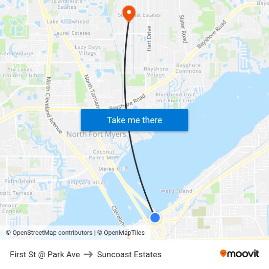 First St @ Park Ave to Suncoast Estates map
