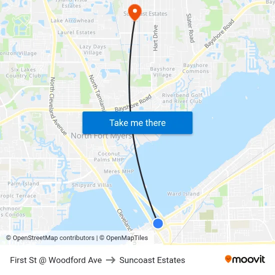 First St @ Woodford Ave to Suncoast Estates map