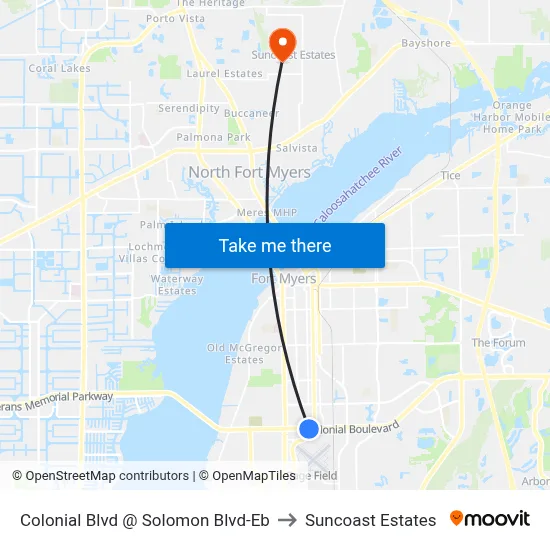 Colonial Blvd @ Solomon Blvd-Eb to Suncoast Estates map