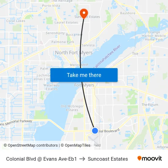 Colonial Blvd @ Evans Ave-Eb1 to Suncoast Estates map