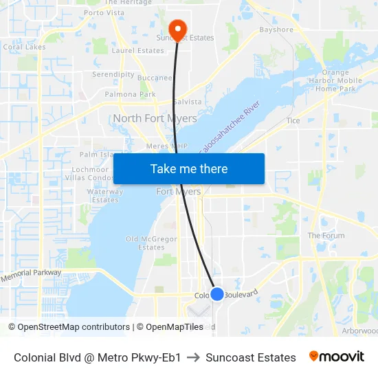 Colonial Blvd @ Metro Pkwy-Eb1 to Suncoast Estates map
