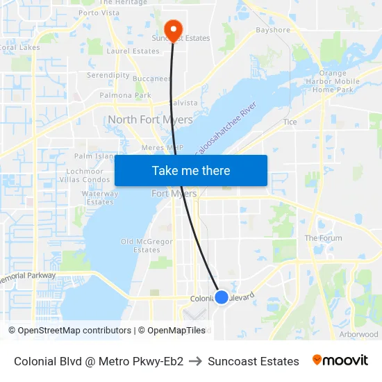 Colonial Blvd @ Metro Pkwy-Eb2 to Suncoast Estates map