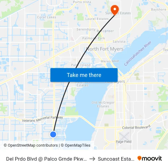 Del Prdo Blvd @ Palco Grnde Pkwy-Nb to Suncoast Estates map