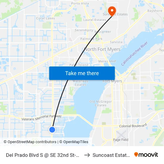 Del Prado Blvd S @ SE 32nd St-Nb to Suncoast Estates map