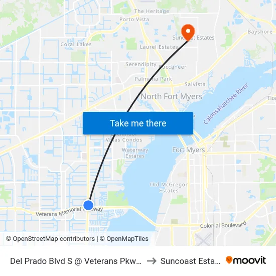 Del Prado Blvd S @ Veterans Pkwy-Nb to Suncoast Estates map