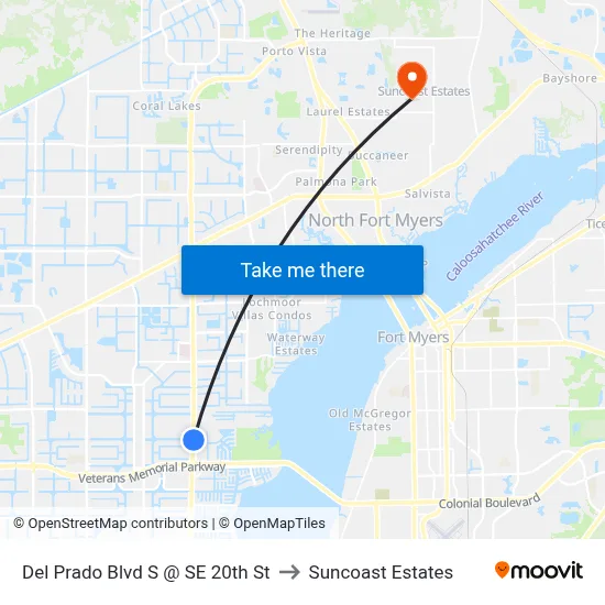 Del Prado Blvd S @ SE 20th St to Suncoast Estates map