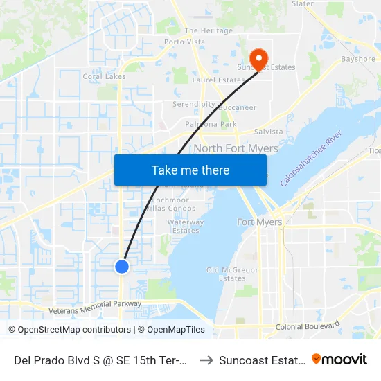 Del Prado Blvd S @ SE 15th Ter-Nb 1 to Suncoast Estates map