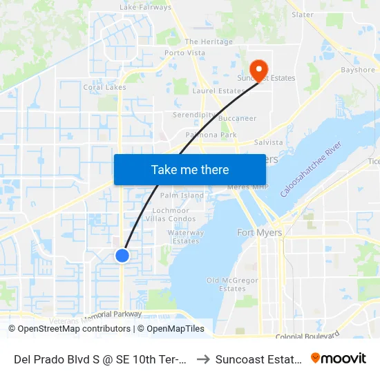 Del Prado Blvd S @ SE 10th Ter-Nb to Suncoast Estates map