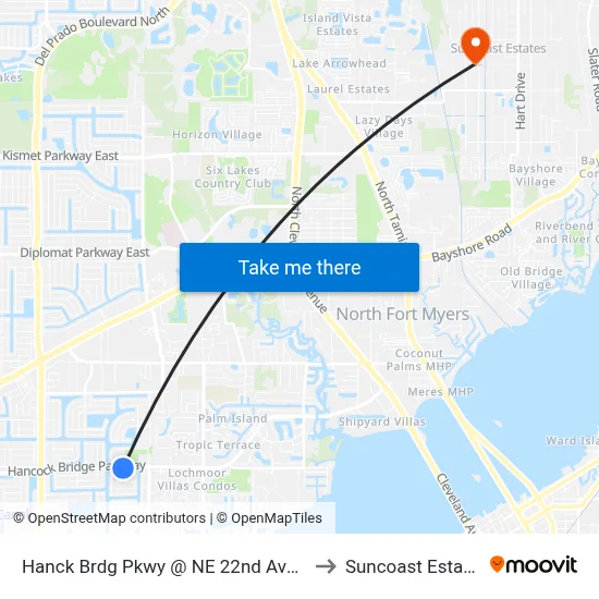 Hanck Brdg Pkwy @ NE 22nd Ave-Eb to Suncoast Estates map
