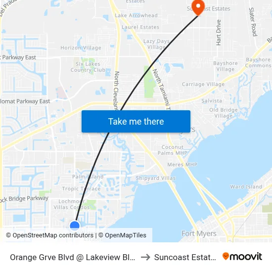 Orange Grve Blvd @ Lakeview Blvd to Suncoast Estates map