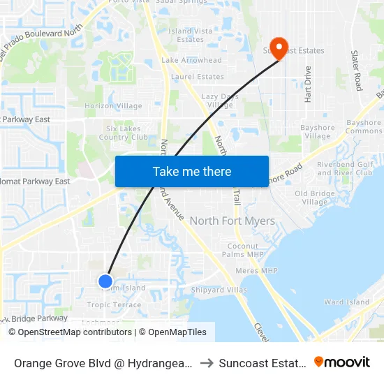 Orange Grove Blvd @ Hydrangea Dr to Suncoast Estates map