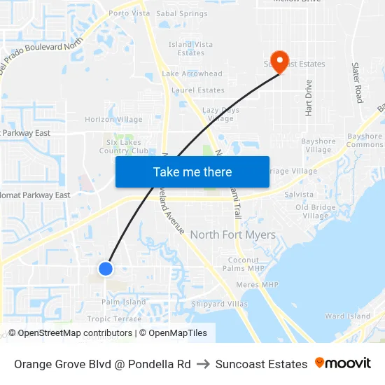 Orange Grove Blvd @ Pondella Rd to Suncoast Estates map