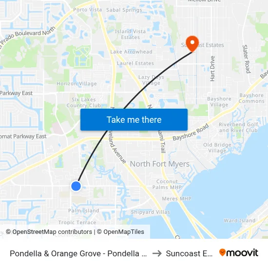 Pondella & Orange Grove - Pondella Rd @ July Cir to Suncoast Estates map