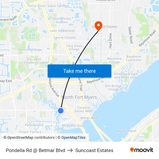 Pondella Rd @ Betmar Blvd to Suncoast Estates map