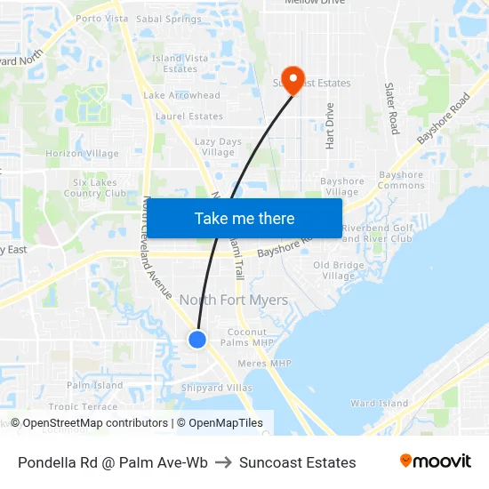 Pondella Rd @ Palm Ave-Wb to Suncoast Estates map