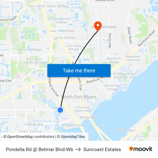 Pondella Rd @ Betmar Blvd-Wb to Suncoast Estates map