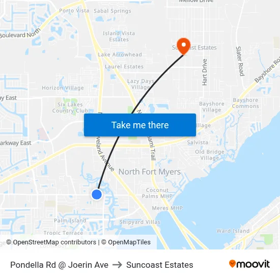 Pondella Rd @ Joerin Ave to Suncoast Estates map