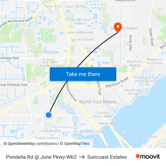 Pondella Rd @ June Pkwy-Wb2 to Suncoast Estates map