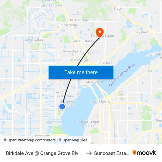 Birkdale Ave @ Orange Grove Blvd-Wb to Suncoast Estates map