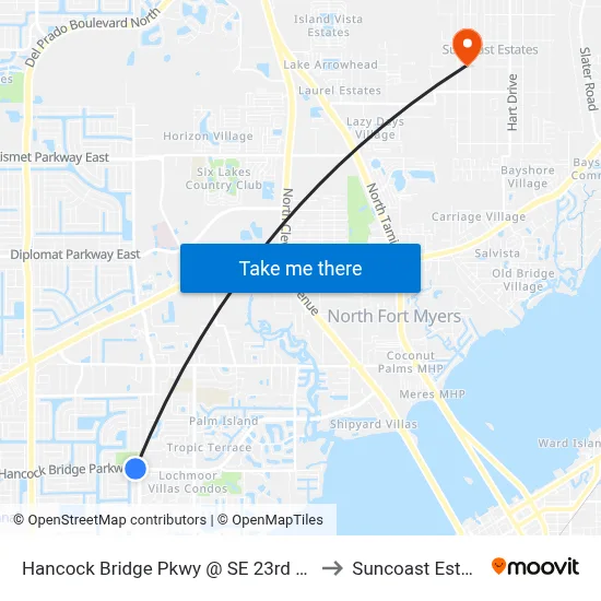 Hancock Bridge Pkwy @ SE 23rd Pl-Wb to Suncoast Estates map