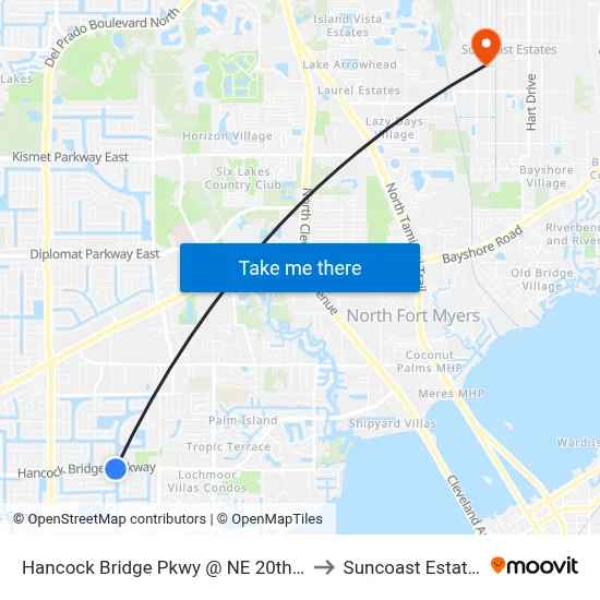 Hancock Bridge Pkwy @ NE 20th Ct to Suncoast Estates map
